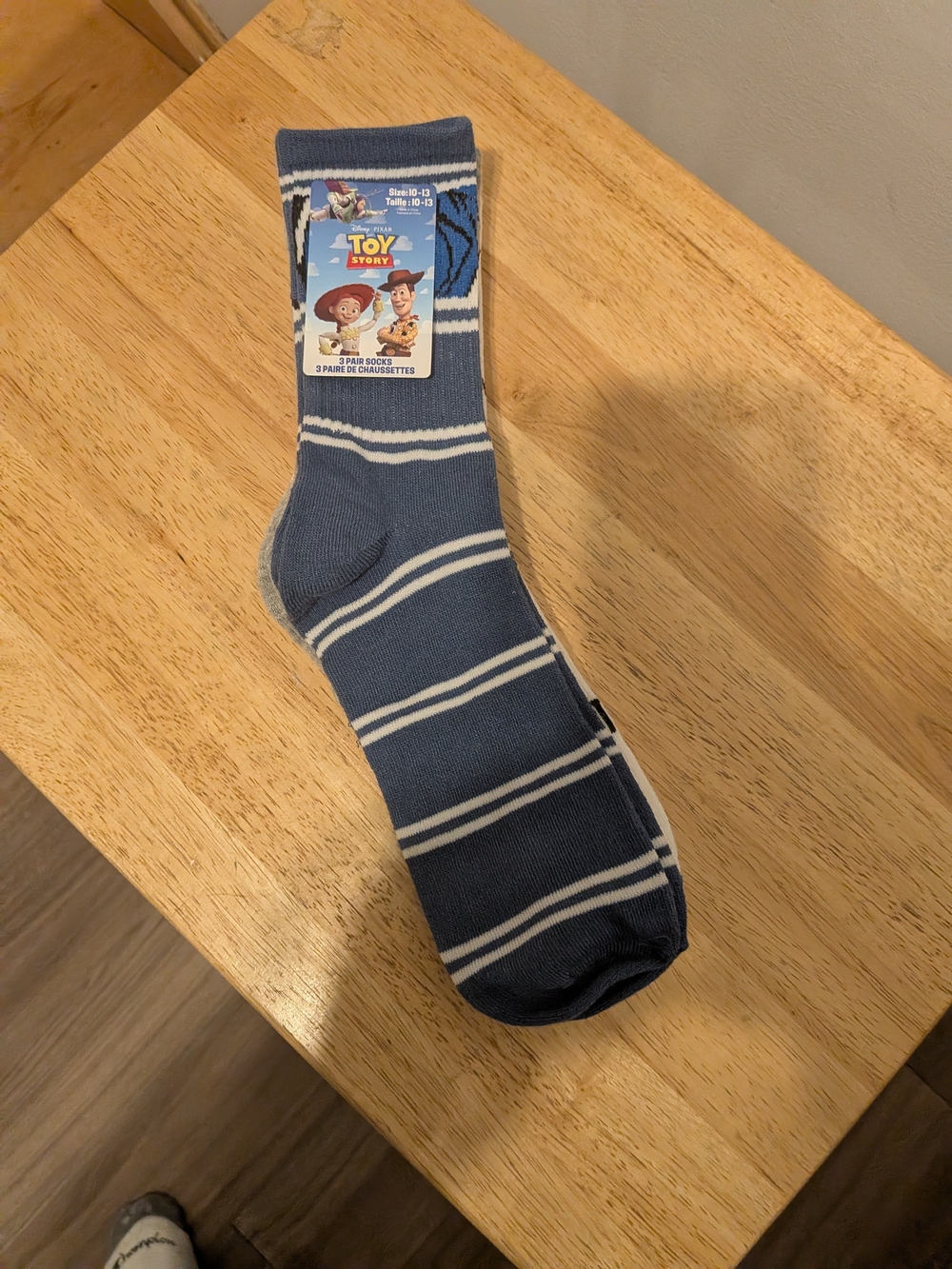 Disney Blue and White Striped Toy Story Crew Socks